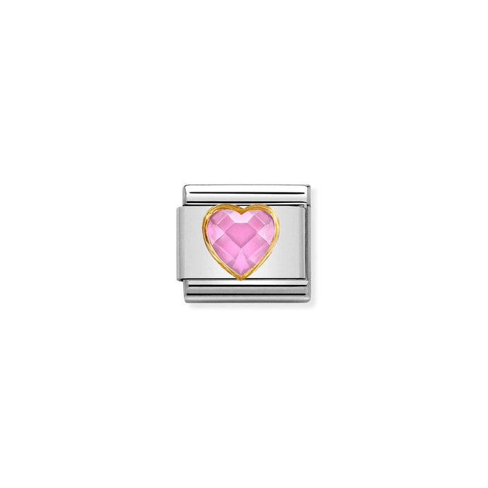 Nomination Classic HEART FACETED CZ in Gold PINK Charm