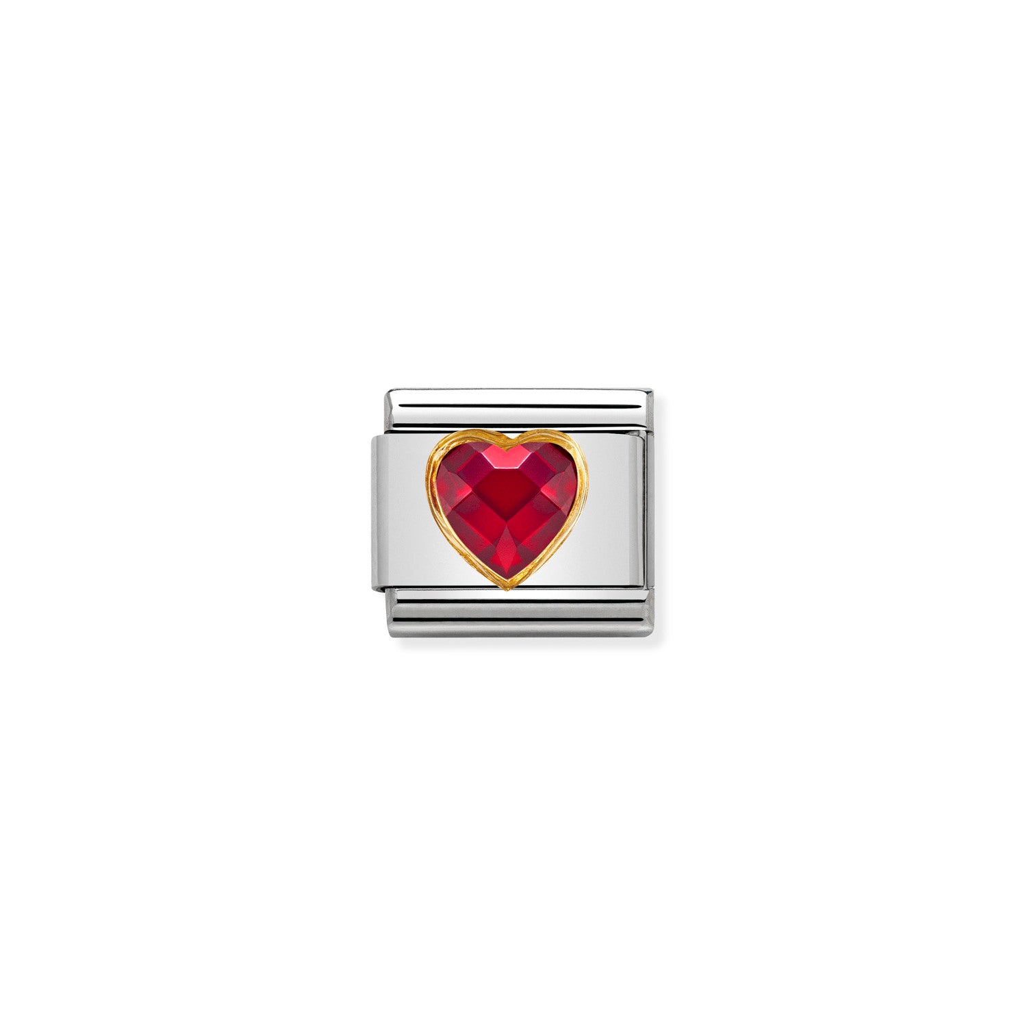 Nomination Classic HEART FACETED CZ in Gold RED Charm