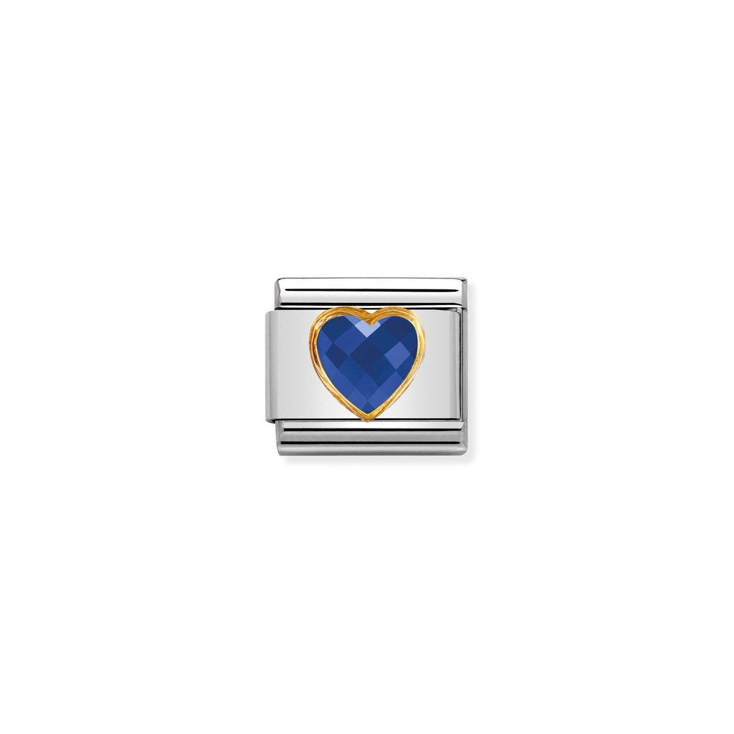 Nomination Classic HEART FACETED CZ in Gold BLUE Charm