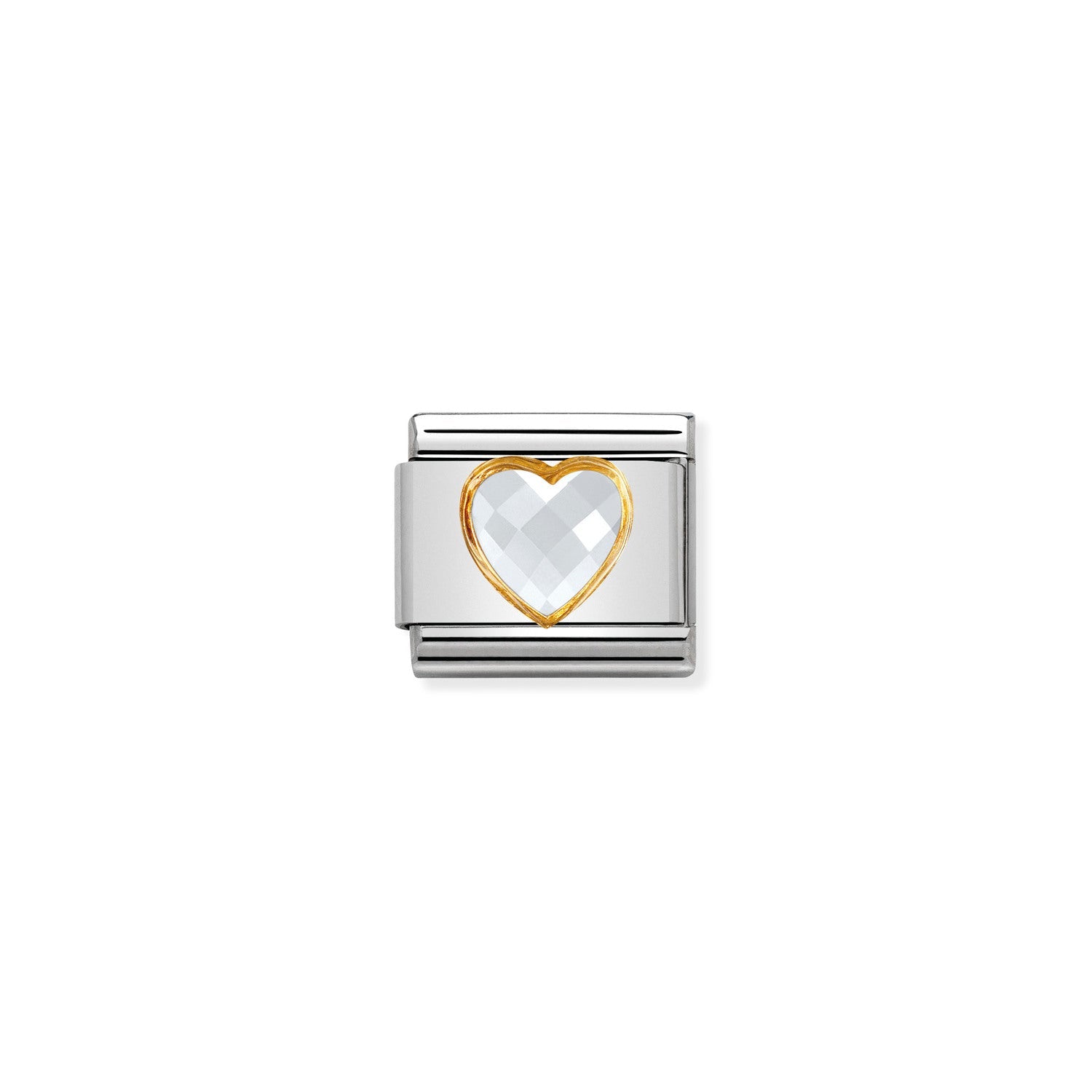 Nomination Classic HEART FACETED CZ in Gold White Charm
