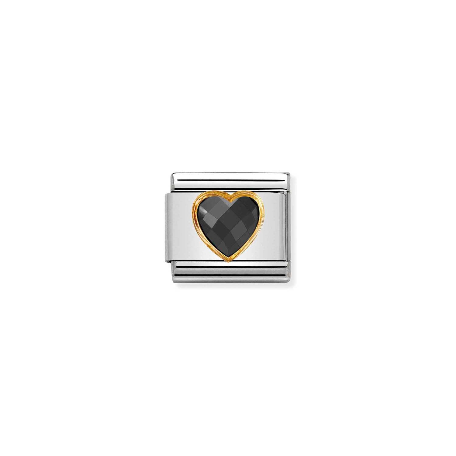Nomination Classic HEART FACETED CZ in Gold Black Charm