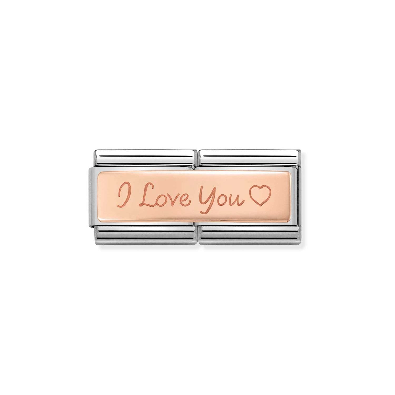 Nomination Classic DOUBLE ENGRAVED 9ct Rose Gold CUSTOM I love You Charm