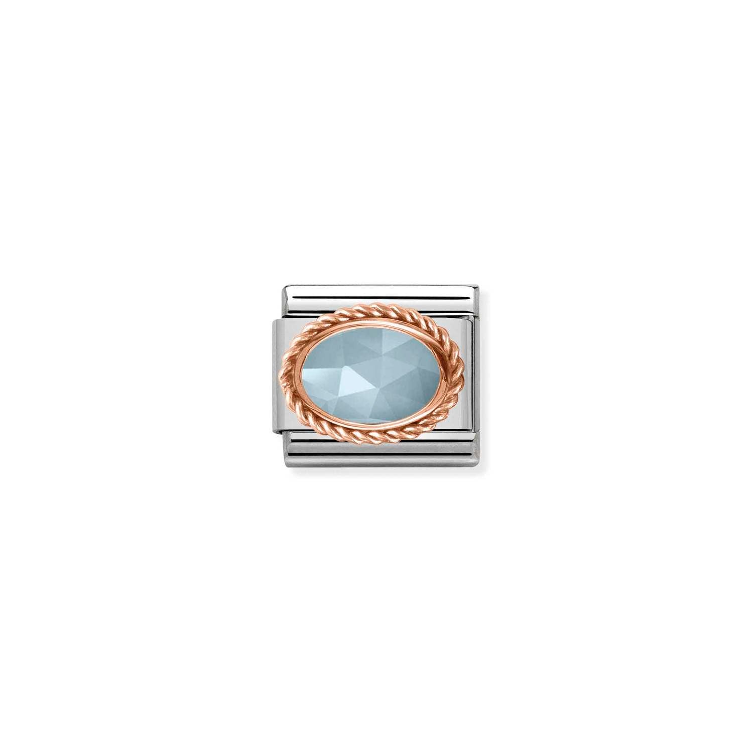 Nomination Classic RICH SETTING STONE 9ct Rose Gold Milky acquamarine Charm