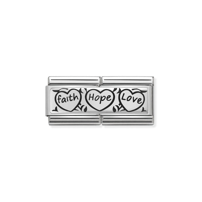 Nomination Classic DOUBLE ENGRAVED Silver CUSTOM Faith Hope Love Charm