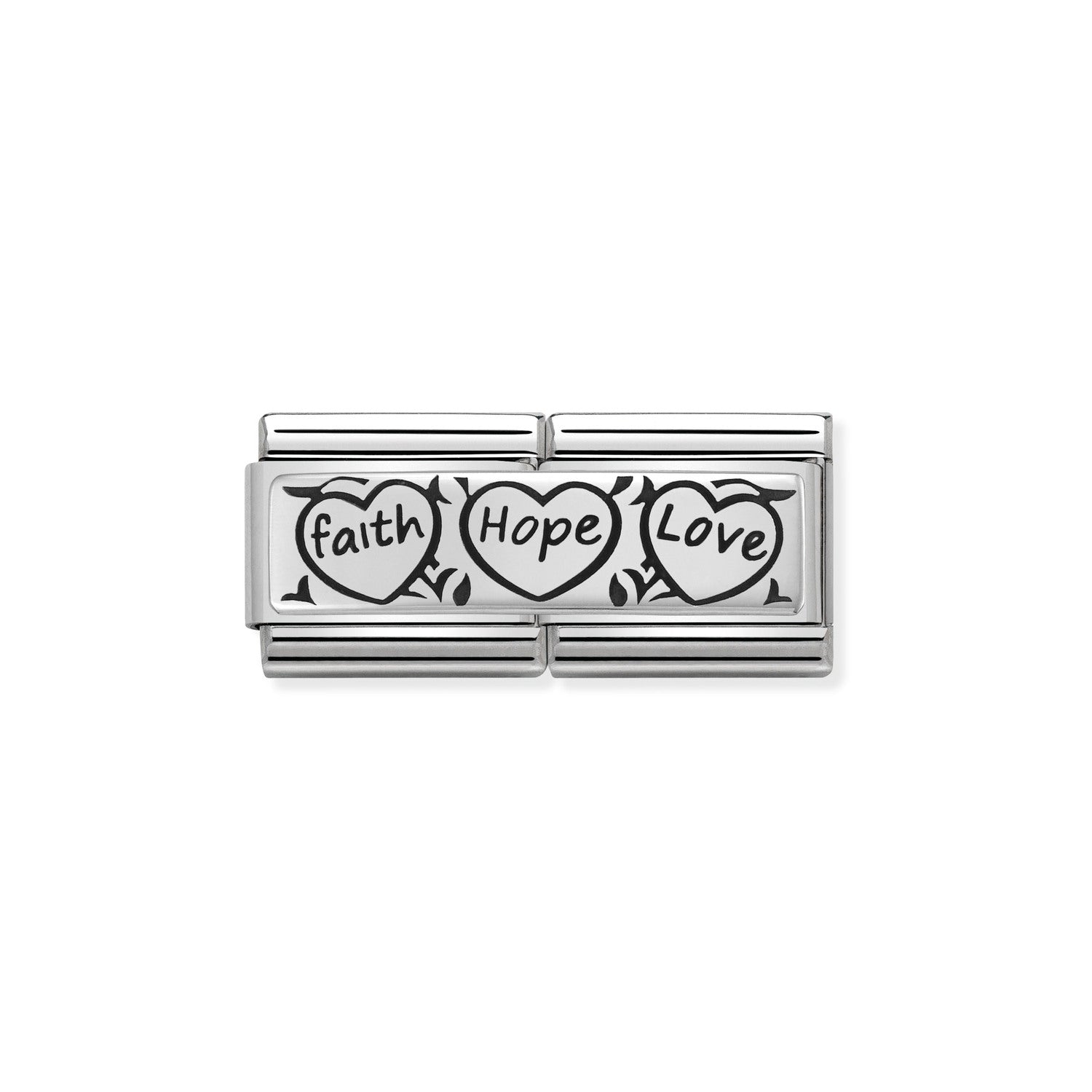 Nomination Classic DOUBLE ENGRAVED Silver CUSTOM Faith Hope Love Charm