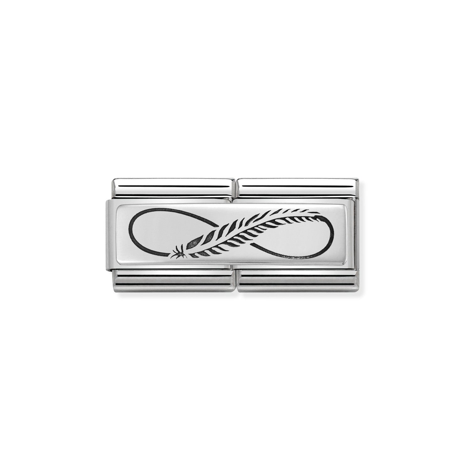 Nomination Classic DOUBLE ENGRAVED Silver CUSTOM Infinity feather Charm