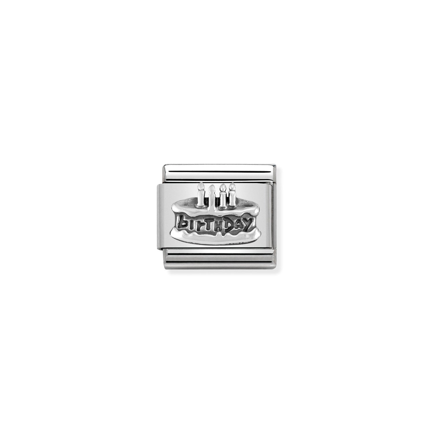 Nomination Classic OXIDIZED SYMBOLS in Silver Birthday cake Charm