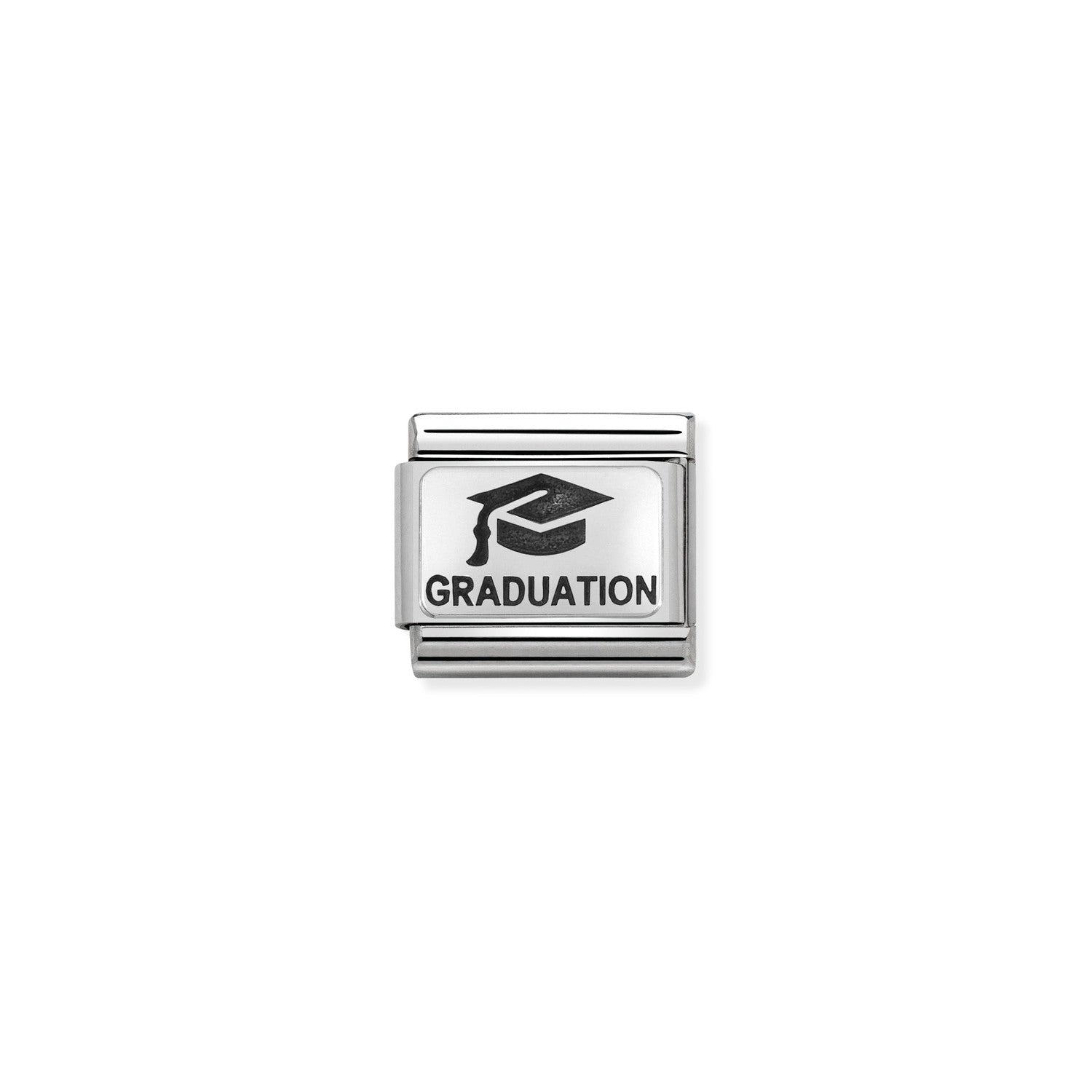 Nomination Classic OXYDISED PLATES 2 in Silver Graduation with hat Charm