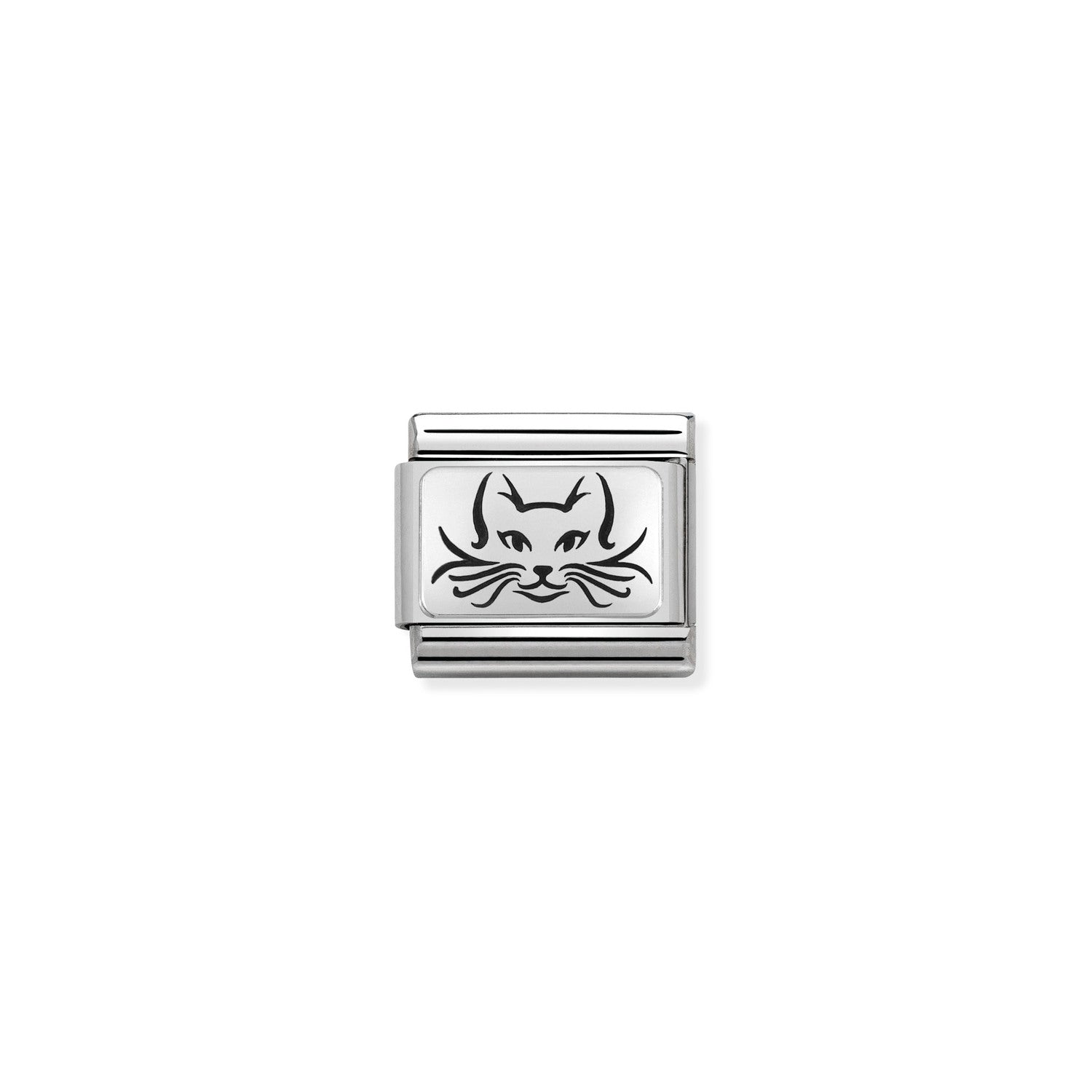 Nomination Classic OXYDISED PLATES 2 in Silver Cat Charm