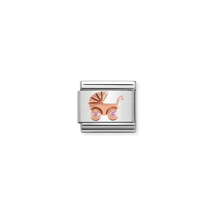 Nomination Classic 9ct Rose Gold and CZ Pink baby carrier Charm