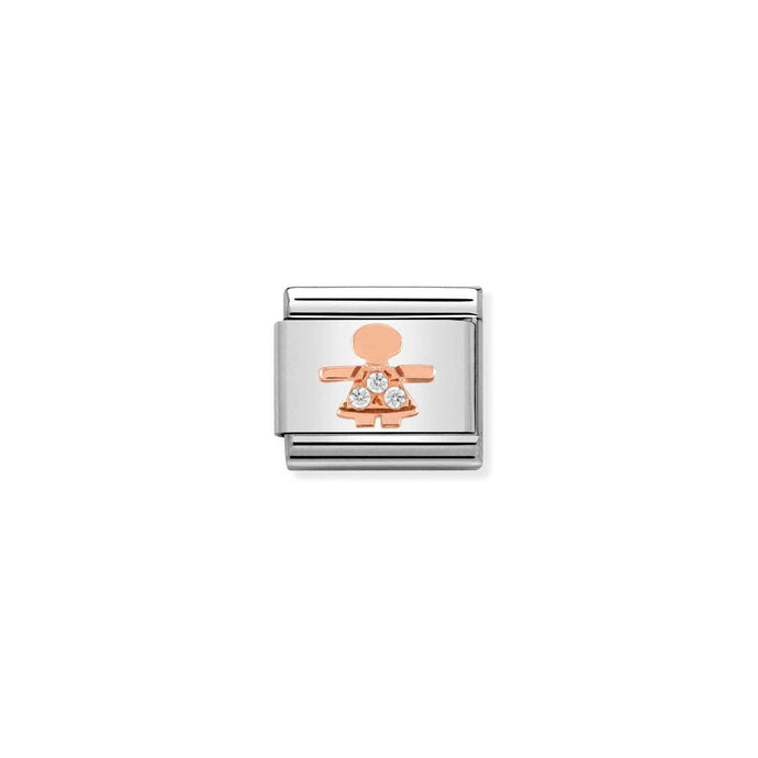 Nomination Classic 9ct Rose Gold and CZ Little girl Charm