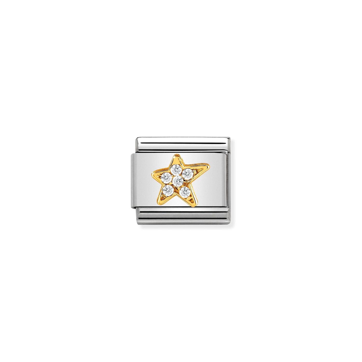 Nomination Classic Gold and Cubic Zirconia Asymmetric Star Charm