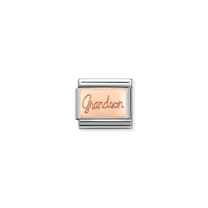 Nomination Classic ENGRAVED WRITINGS 9ct Rose Gold Grandson Charm