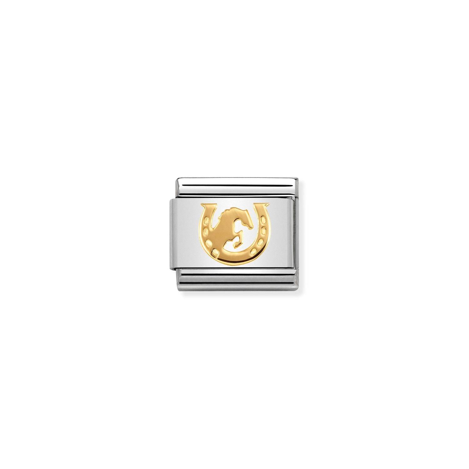 Nomination Classic Gold Horse jumping horseshoe Charm