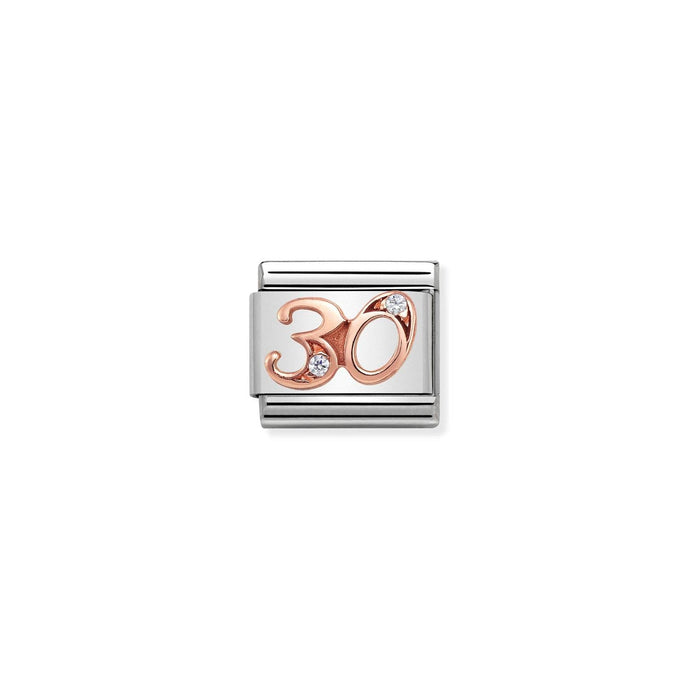 Nomination Classic NUMBERS 9ct Rose Gold and Cubic Zirconia 30 Charm