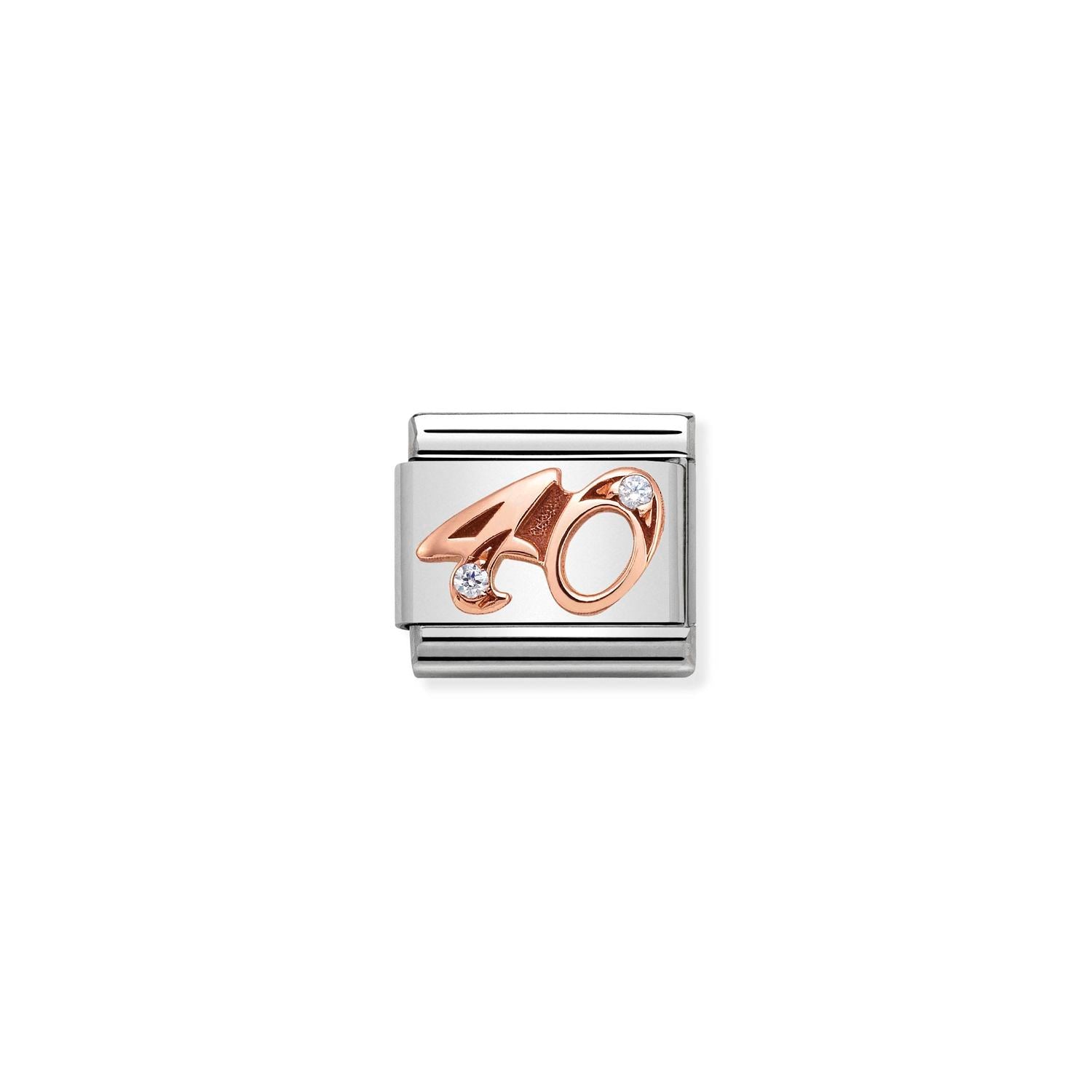 Nomination Classic NUMBERS 9ct Rose Gold and Cubic Zirconia 40 Charm