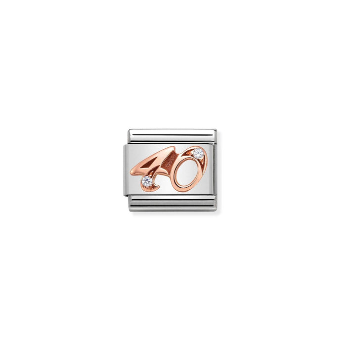 Nomination Classic NUMBERS 9ct Rose Gold and Cubic Zirconia 40 Charm