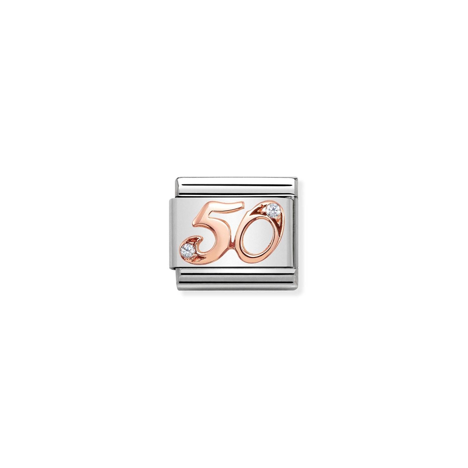 Nomination Classic NUMBERS 9ct Rose Gold and Cubic Zirconia 50 Charm