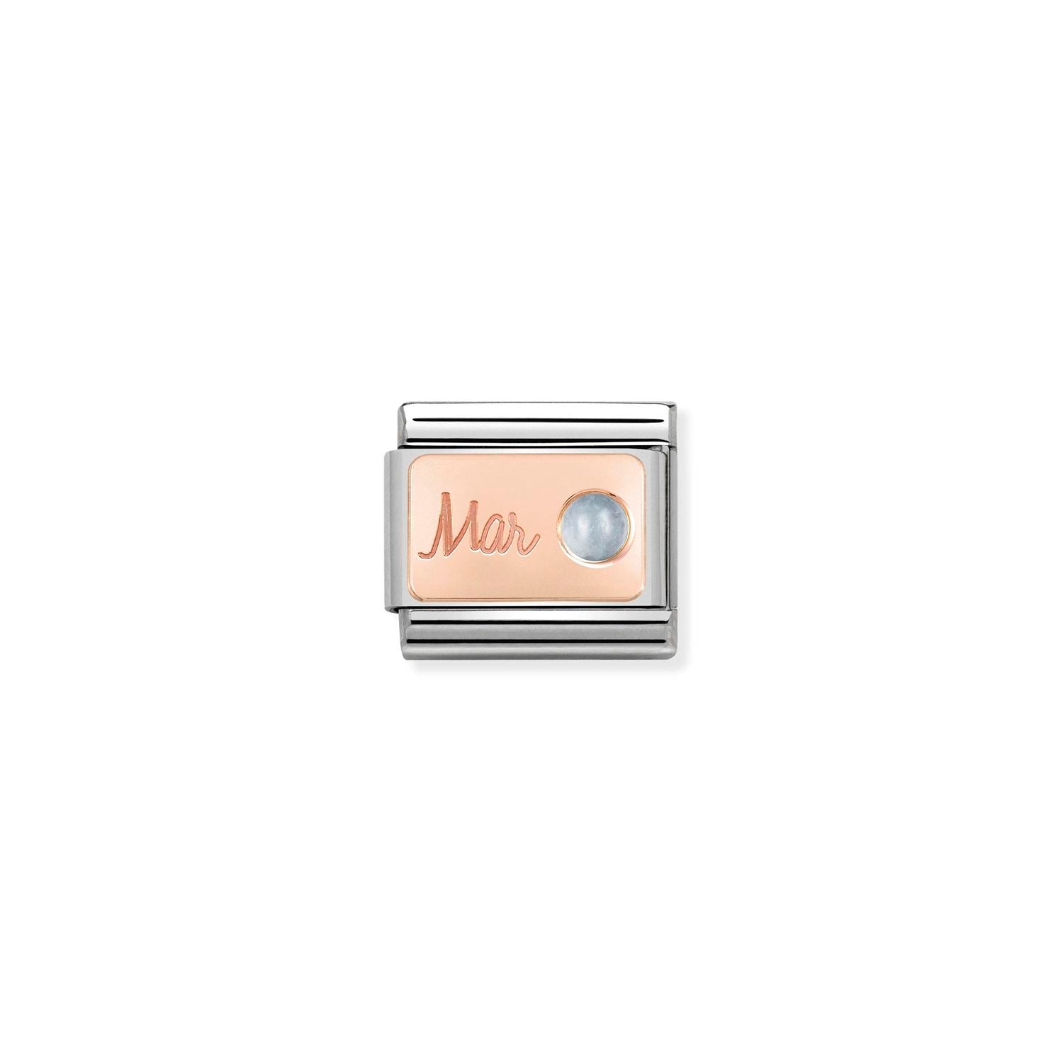 Nomination Classic  9ct Rose Gold March AQUAMARINE Charm
