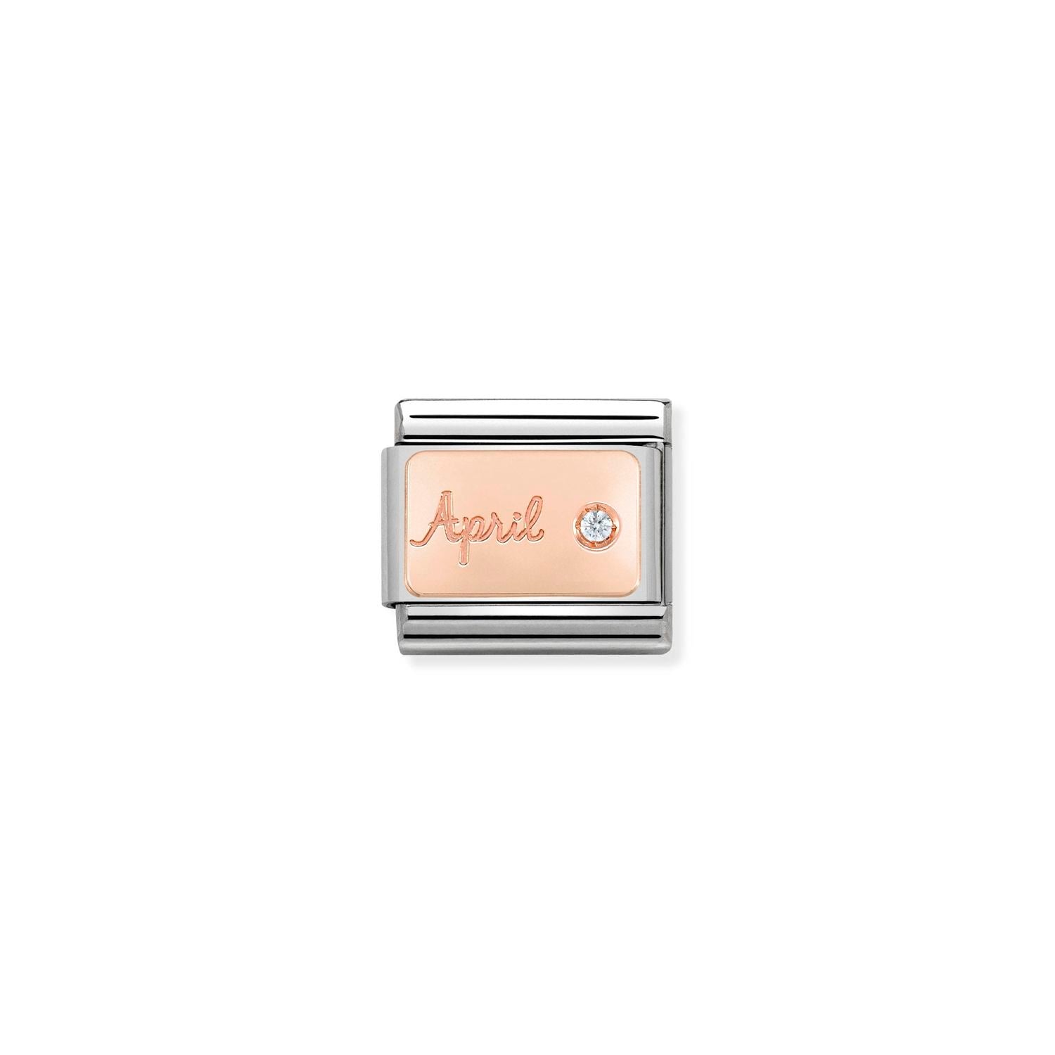 Nomination Classic  9ct Rose Gold April DIAMOND Charm