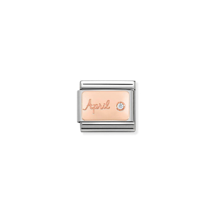 Nomination Classic  9ct Rose Gold April DIAMOND Charm