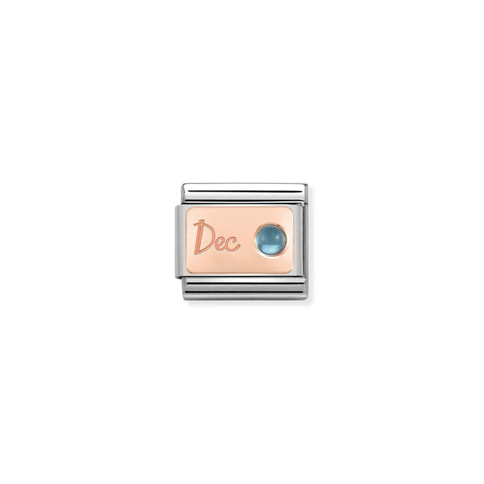 Nomination Classic  9ct Rose Gold December LIGHT BLUE TOPAZ Charm