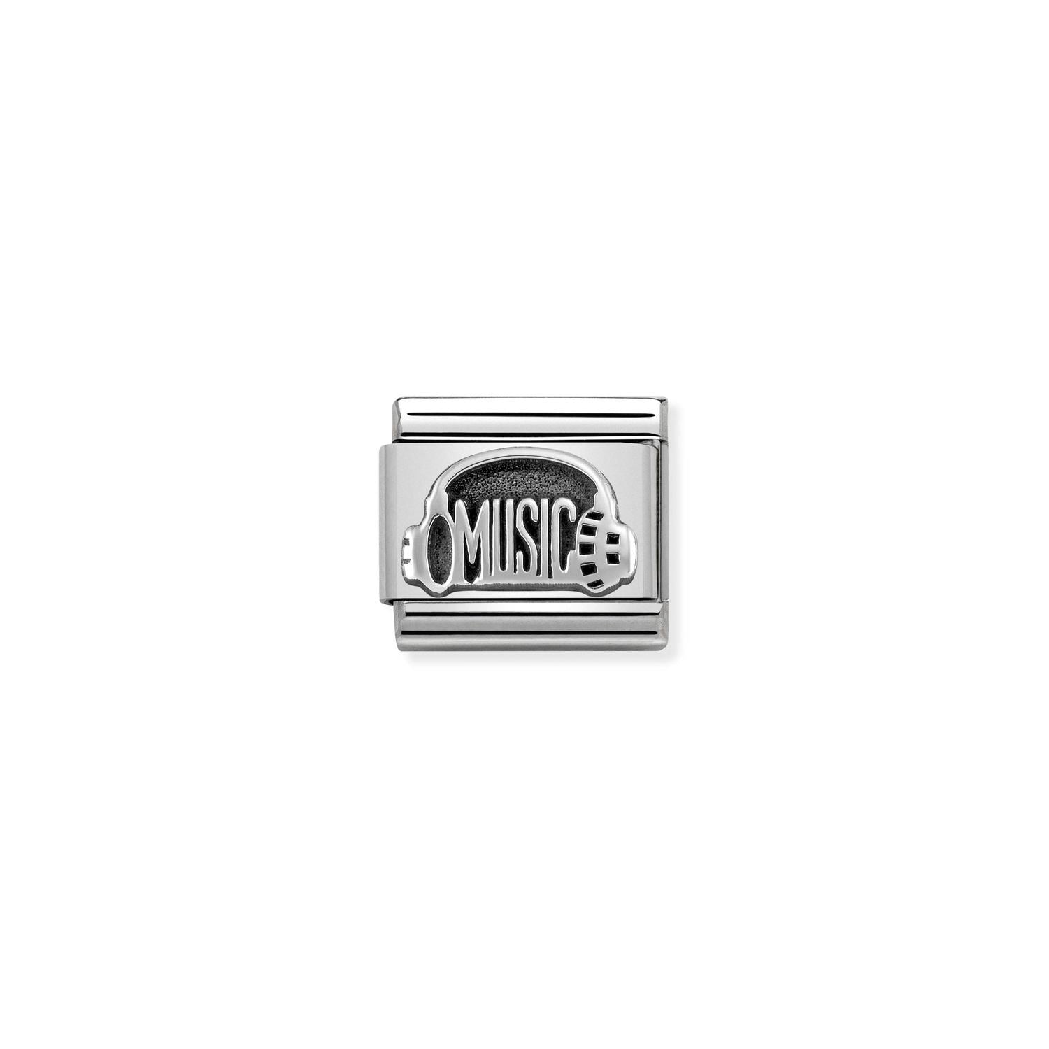 Nomination Classic OXIDIZED SYMBOLS in Silver Headphones with MUSIC Charm