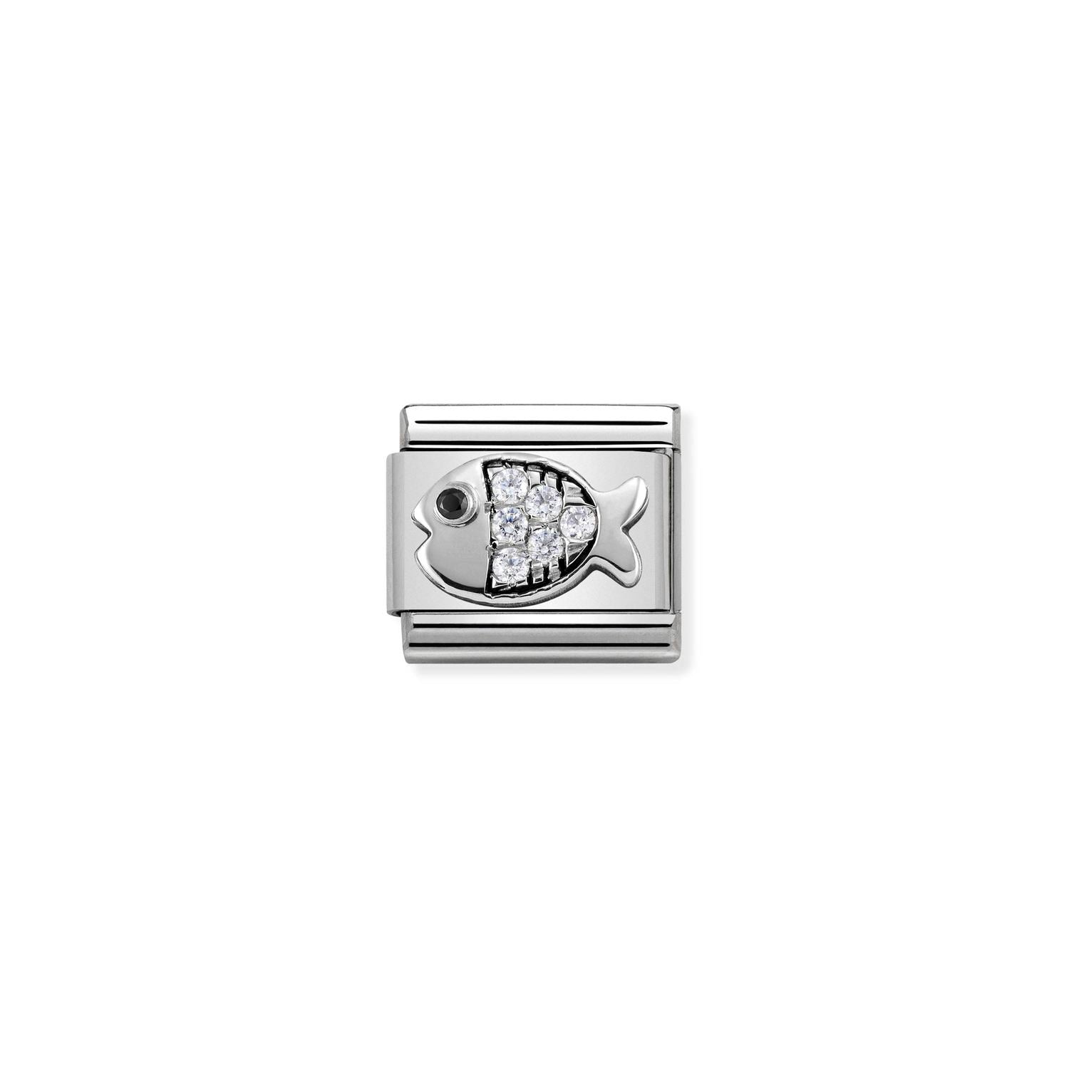 Nomination Classic silver Fish with white CZ Charm