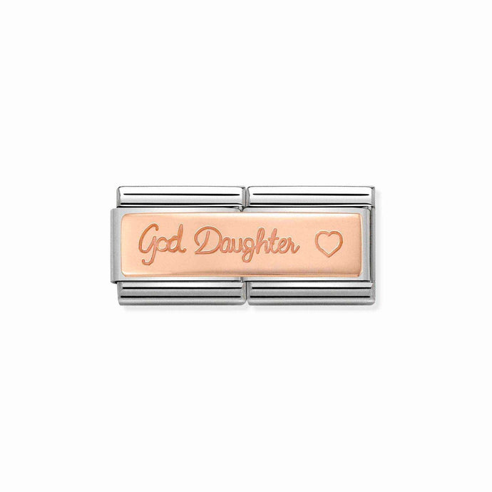 Nomination Classic DOUBLE ENGRAVED 9ct Rose Gold CUSTOM God Daughter Charm