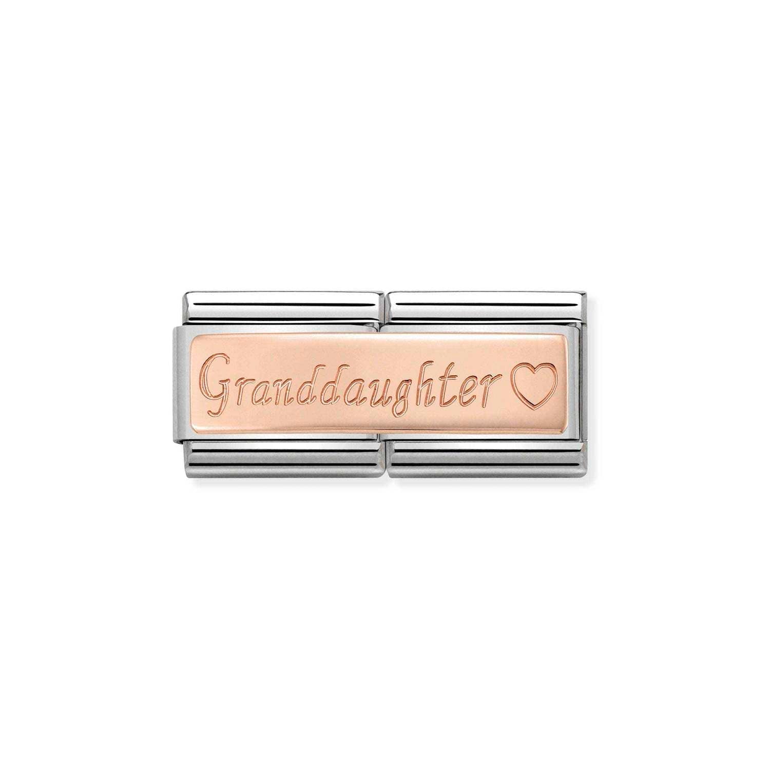 Nomination Classic DOUBLE ENGRAVED 9ct Rose Gold CUSTOM Granddaughter Charm