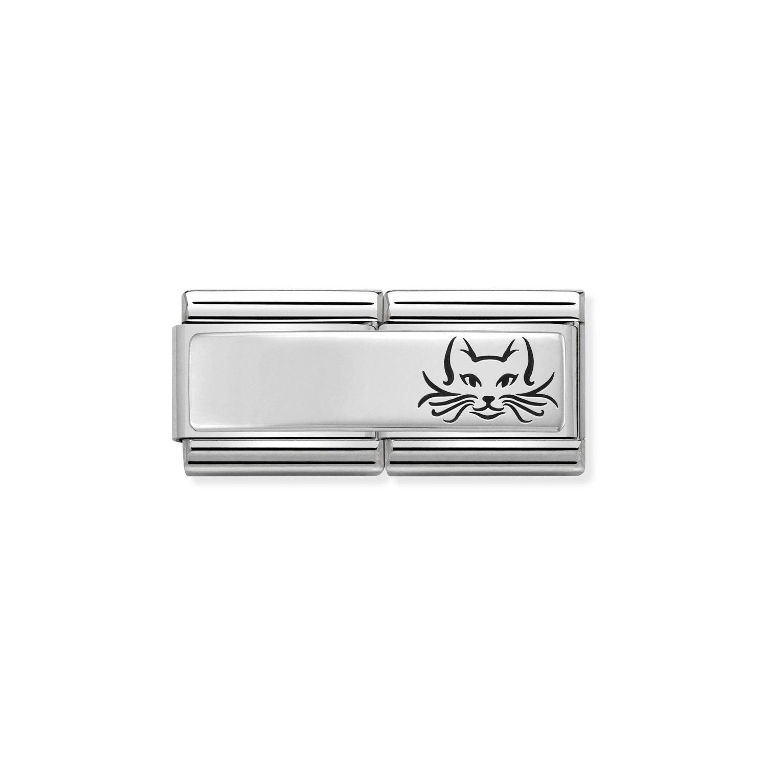 Nomination Classic DOUBLE ENGRAVED Silver CUSTOM Cat Charm