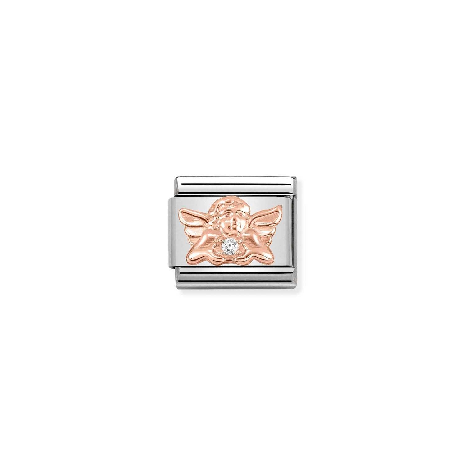 Nomination Classic 9ct Rose Gold and CZ Angel of Family Charm