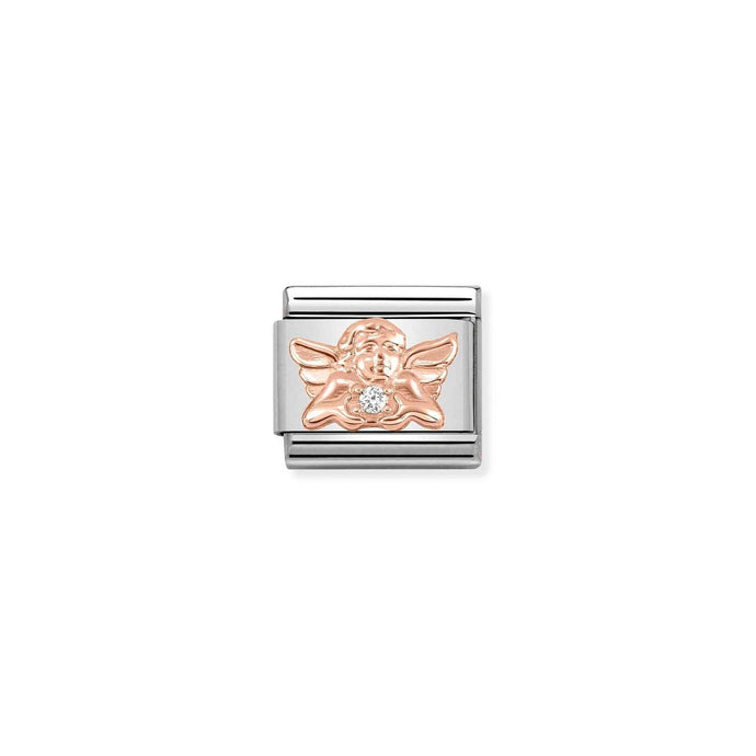 Nomination Classic 9ct Rose Gold and CZ Angel of Family Charm