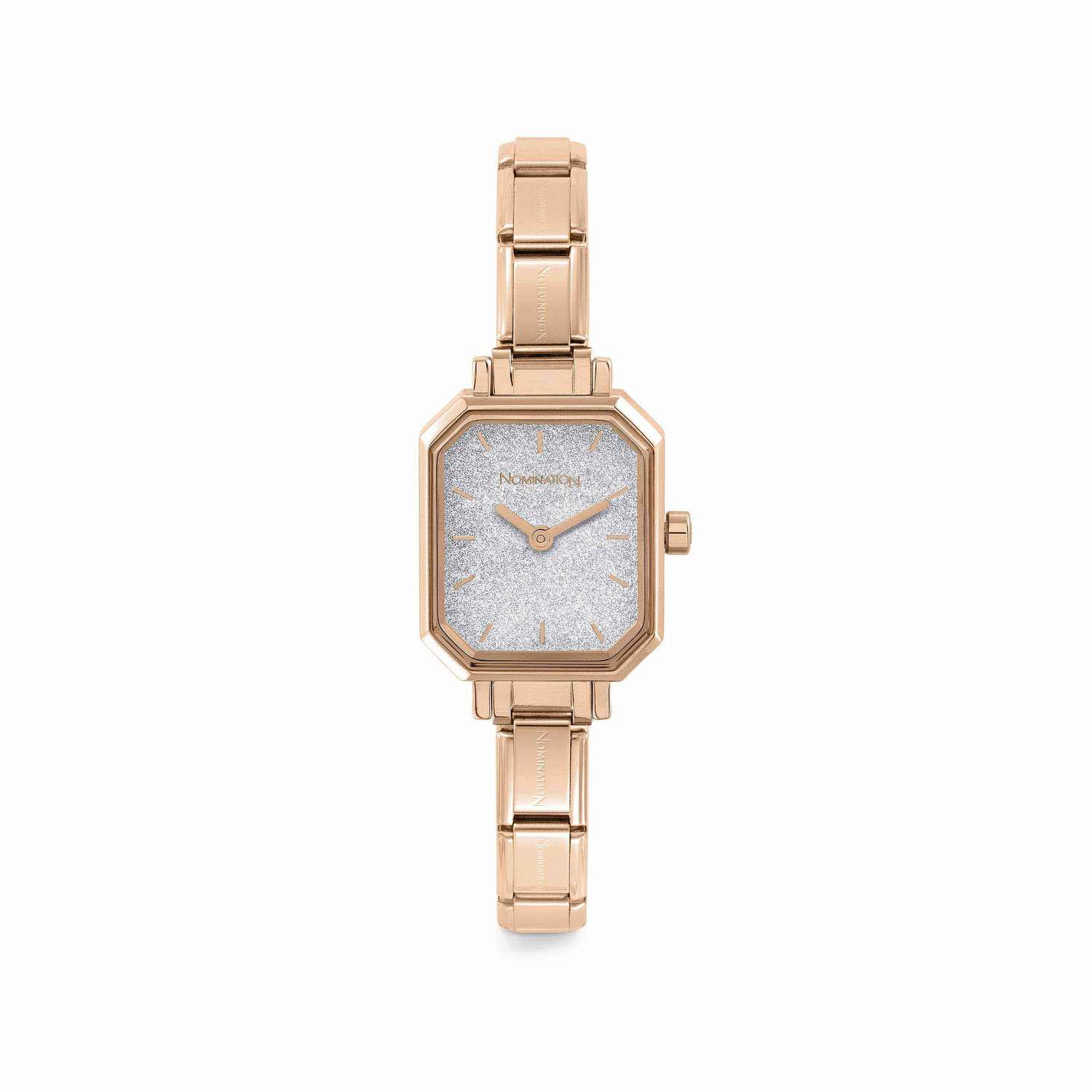Nomination Paris Rectangle watch Rose Gold Glitter Silver