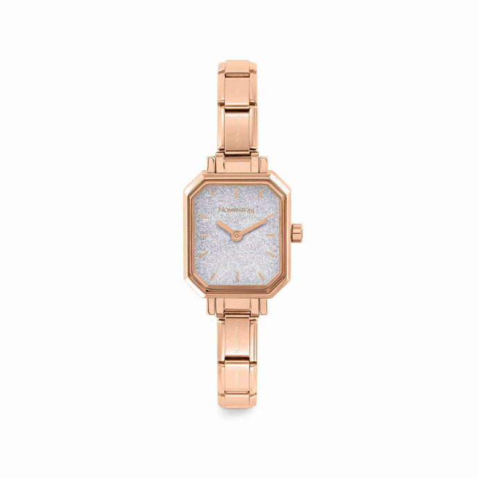 Nomination Paris Rectangle watch Rose Gold Glitter Silver