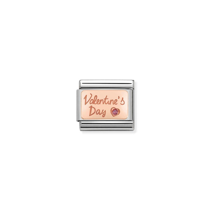 Nomination Classic ENGRAVED 9ct Rose Gold and CZ Valentine's Day Charm