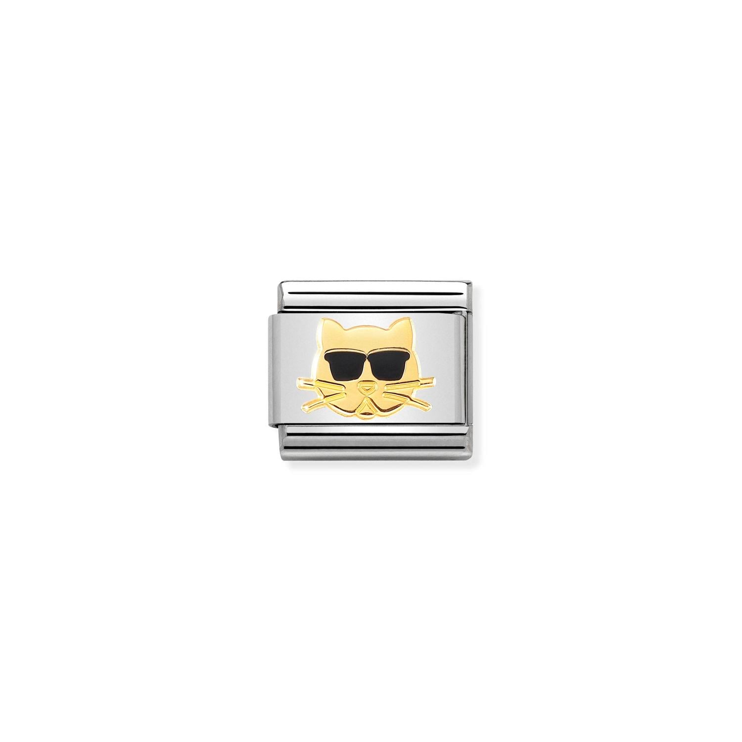 Nomination Classic Gold Cat with glasses Charm