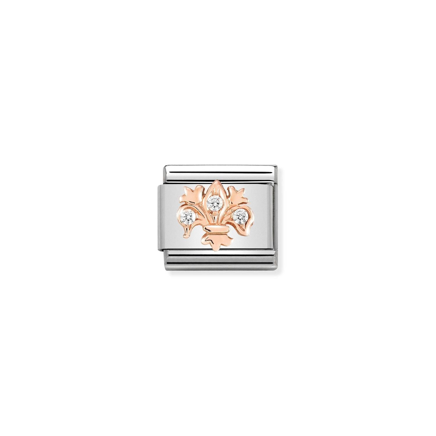 Nomination Classic 9ct Rose Gold and CZ White Lily Charm