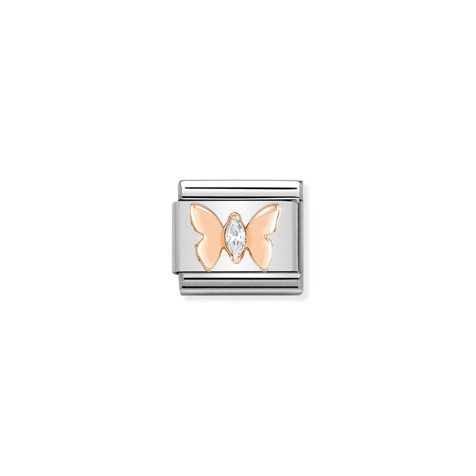 Nomination Classic 9ct Rose Gold and CZ Butterfly Charm