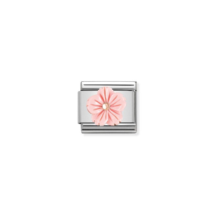 Nomination Classic STONE SYMBOLS in 9ct Rose Gold Flower in ROSE CORAL Charm