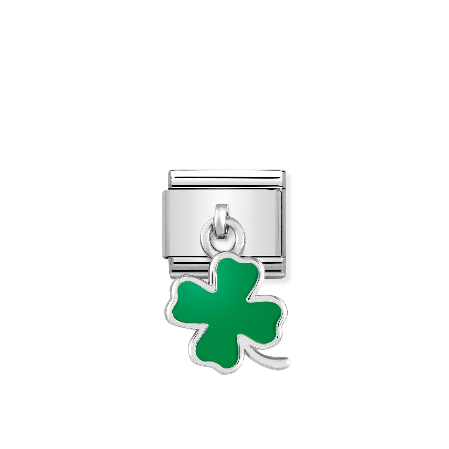 Nomination Classic CHARMS Silver Green four-leaf clover Charm