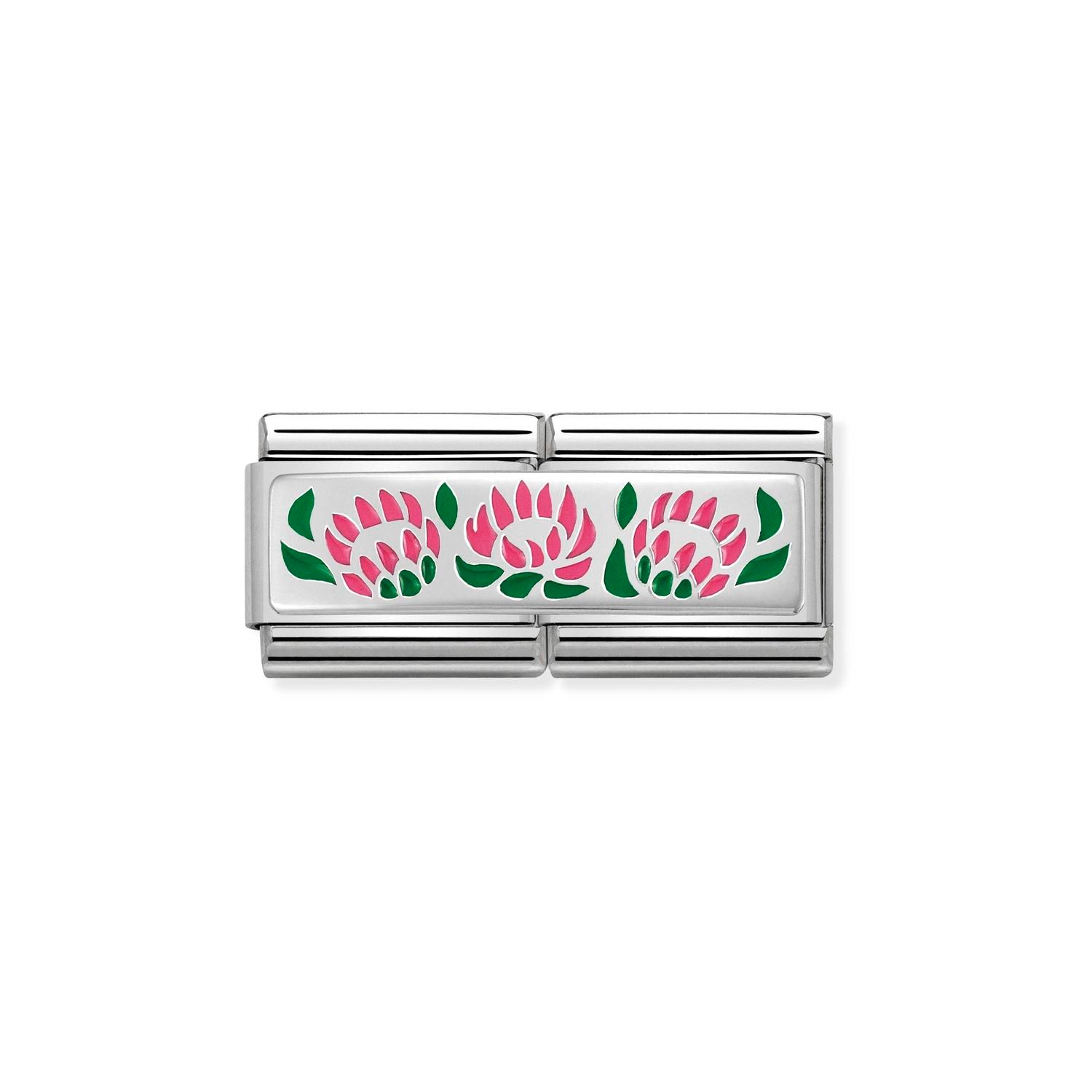 Nomination DOUBLE Classic SYMBOLS Silver 3 Protee flowers Charm