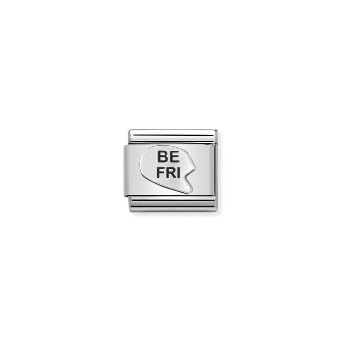 Nomination Classic OXIDIZED SYMBOLS in Silver BE- FRI Heart (Best Friend Charm Charm