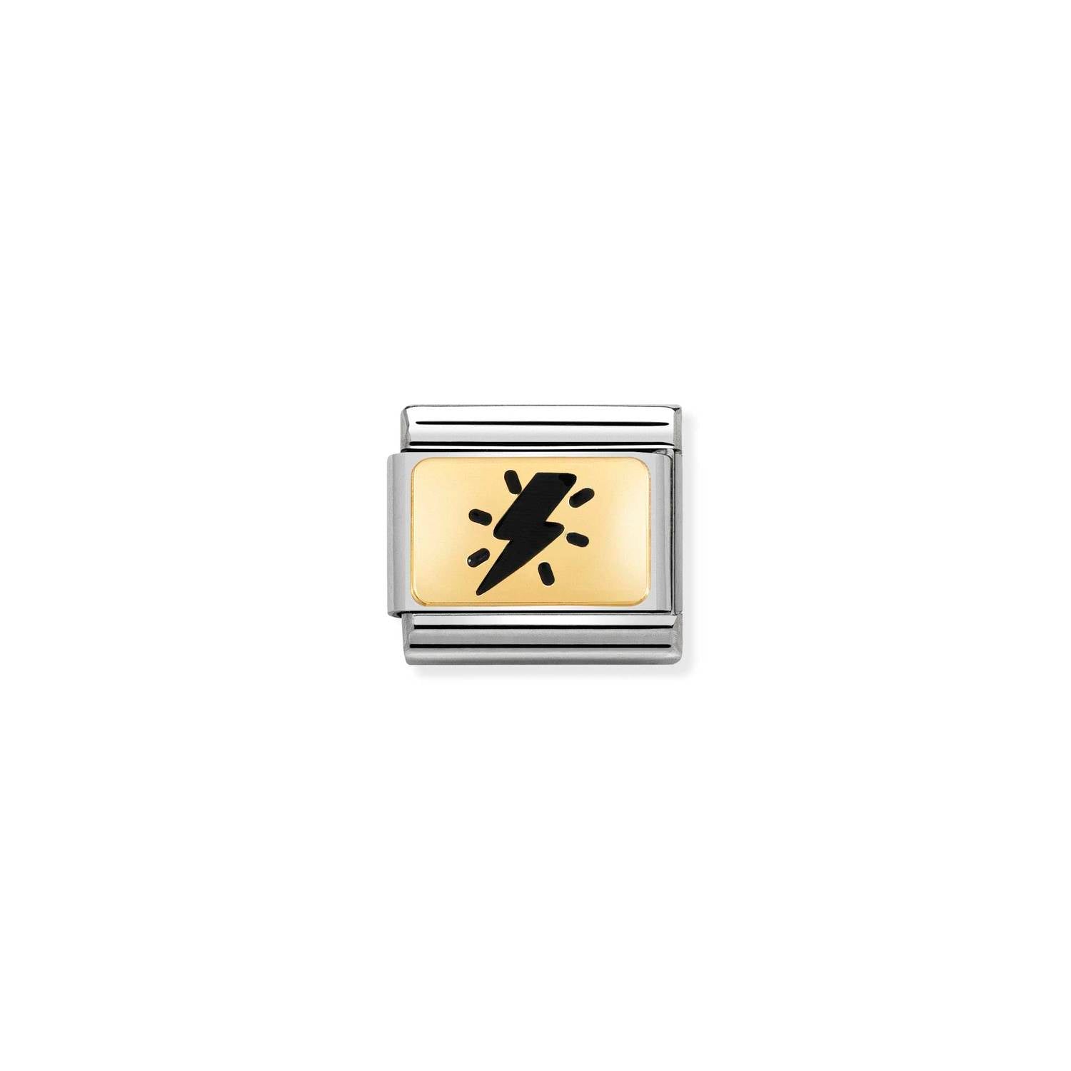 Nomination Classic Gold Thunderbolt Black Charm
