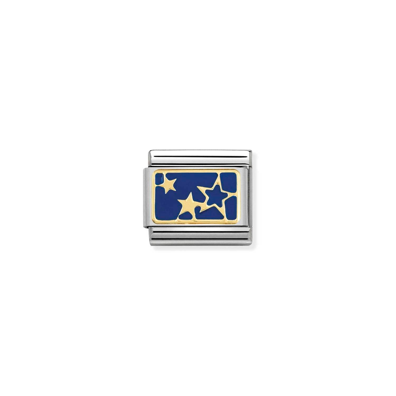 Nomination Classic Gold Stars Blue Plate Charm