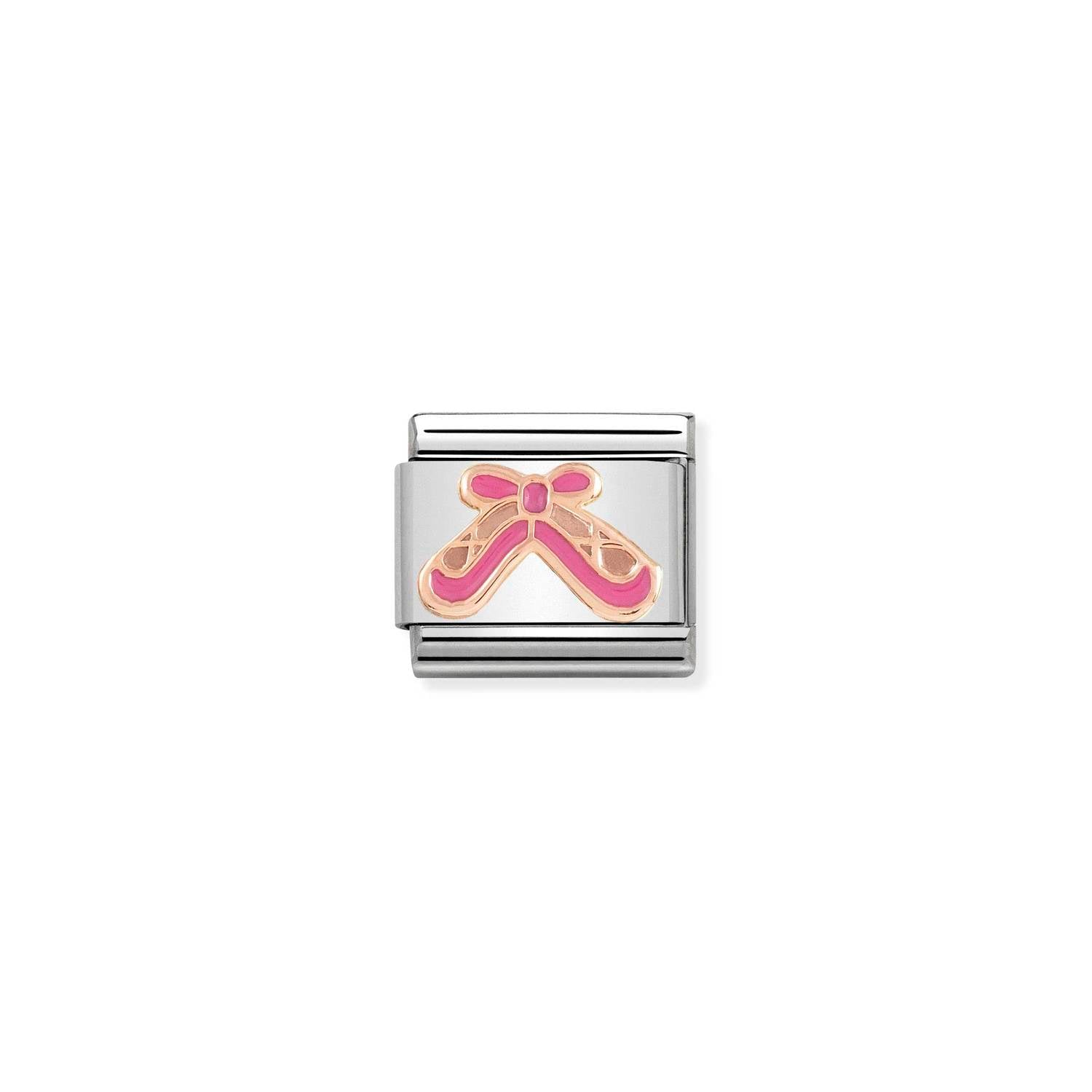 Nomination Classic RELIEF 9ct Rose Gold Ballet Shoes with Pink Enamel Charm