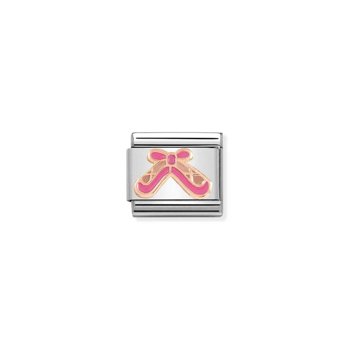 Nomination Classic RELIEF 9ct Rose Gold Ballet Shoes with Pink Enamel Charm