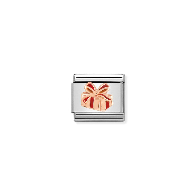 Nomination Classic RELIEF 9ct Rose Gold Gift with Red Enamel Charm