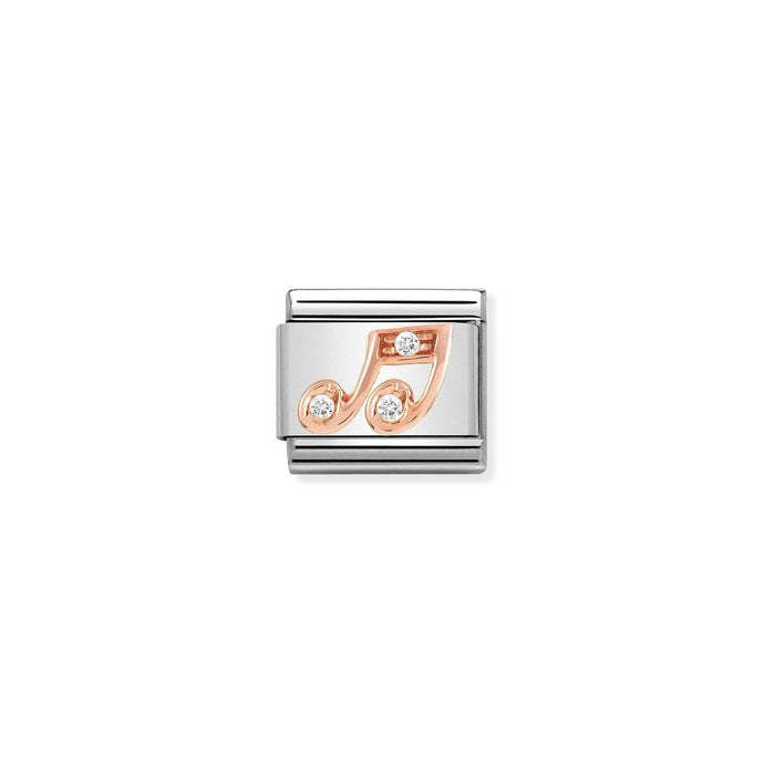 Nomination Classic 9ct Rose Gold and CZ Music Note with White CZ Charm