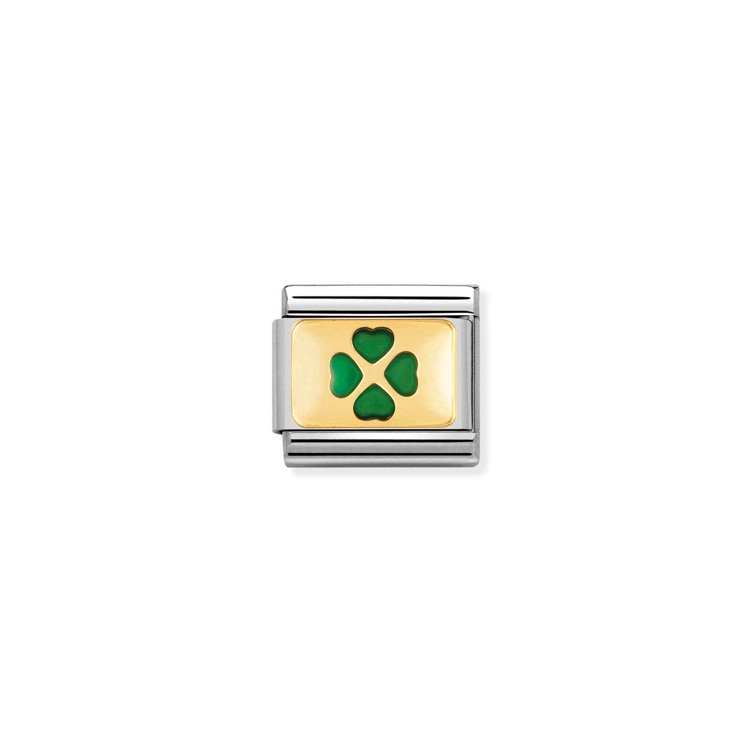 Nomination Classic Gold Green four-leaf-clover Charm